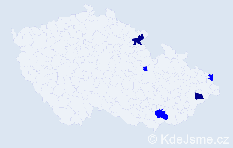 Příjmení: 'Rohaľ', počet výskytů 7 v celé ČR