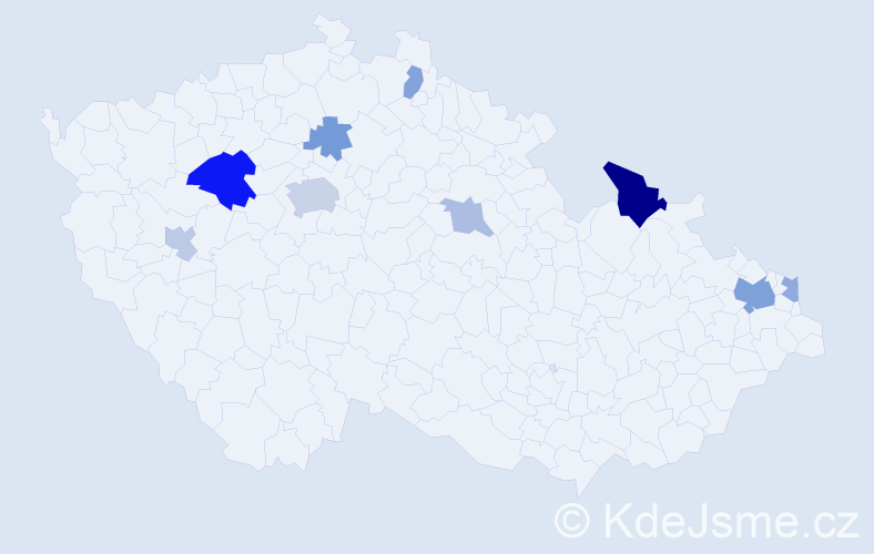 Příjmení: 'Kisel', počet výskytů 19 v celé ČR