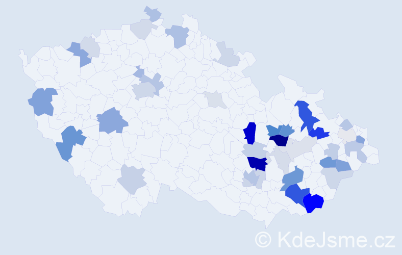 Příjmení: 'Olbertová', počet výskytů 116 v celé ČR