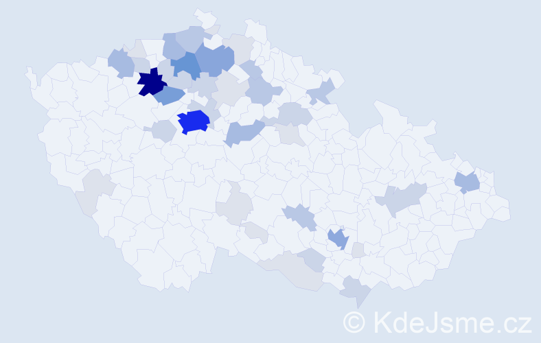 Příjmení: 'Ekrt', počet výskytů 136 v celé ČR