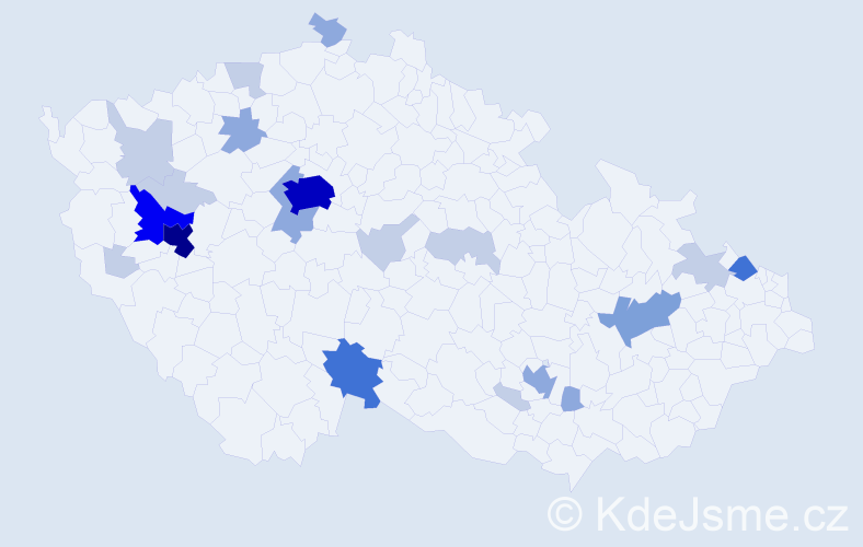 Příjmení: 'Kolečko', počet výskytů 63 v celé ČR