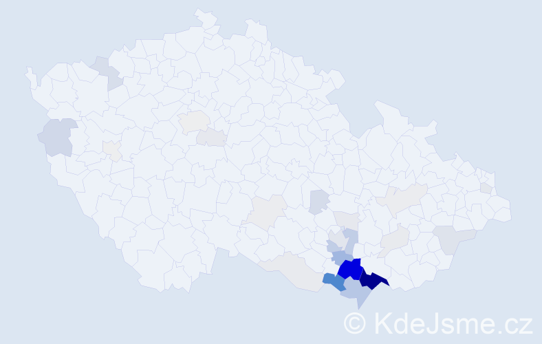 Příjmení: 'Komosná', počet výskytů 125 v celé ČR