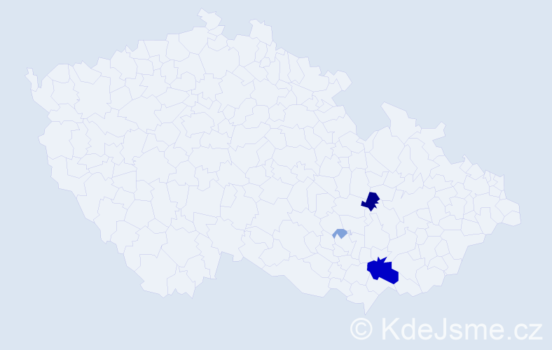 Příjmení: 'Kvaltin', počet výskytů 12 v celé ČR