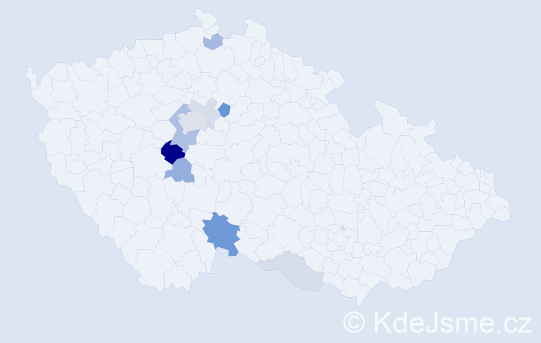 Příjmení: 'Kubíčová', počet výskytů 25 v celé ČR