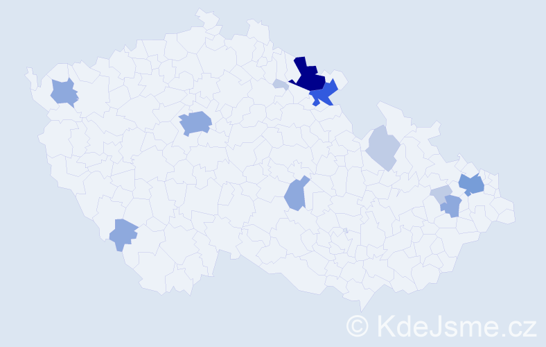 Příjmení: 'Romančáková', počet výskytů 32 v celé ČR