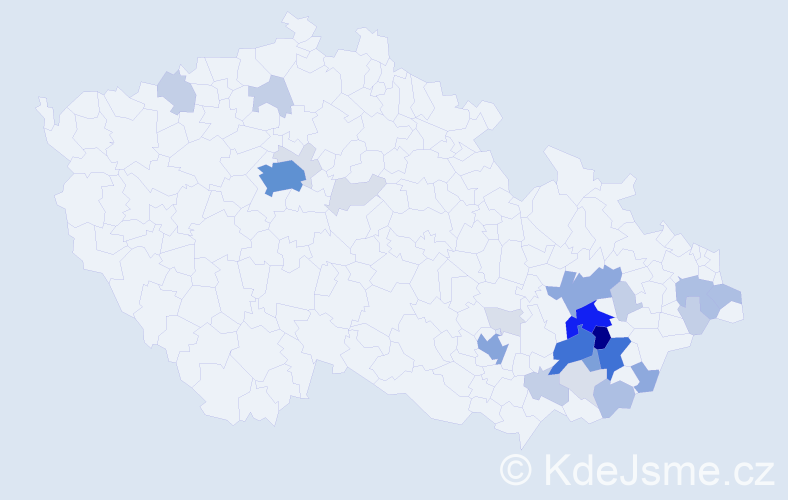 Příjmení: 'Kojecká', počet výskytů 113 v celé ČR