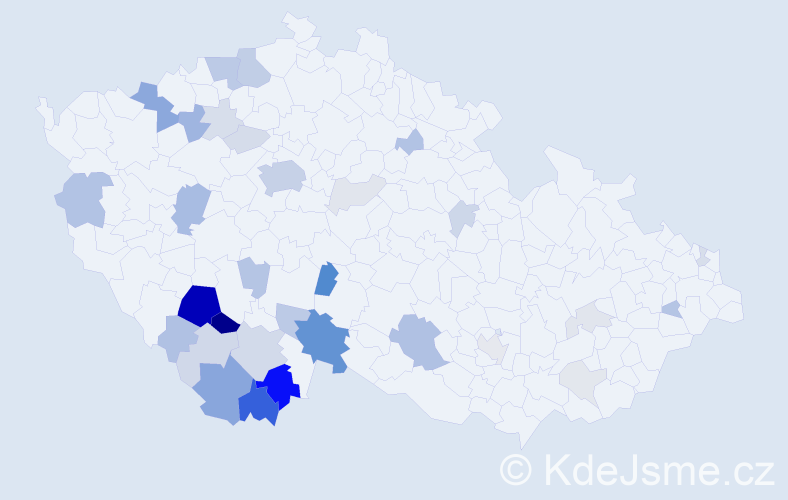 Příjmení: 'Kopenec', počet výskytů 114 v celé ČR