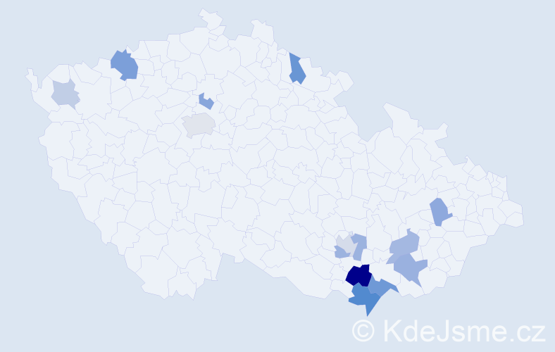 Příjmení: 'Kostrhunová', počet výskytů 59 v celé ČR