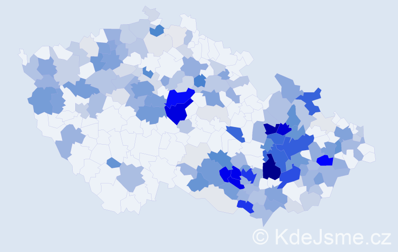 Příjmení: 'Zahradníček', počet výskytů 725 v celé ČR