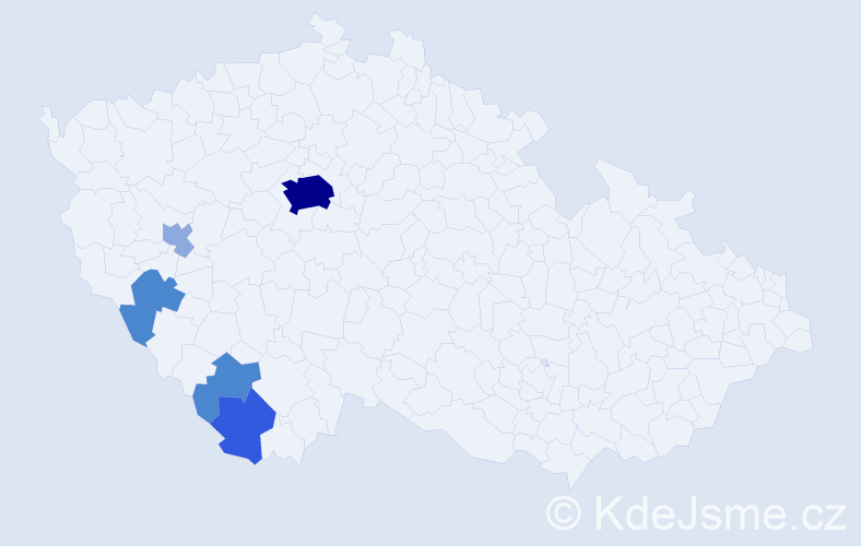 Příjmení: 'Dadek', počet výskytů 13 v celé ČR