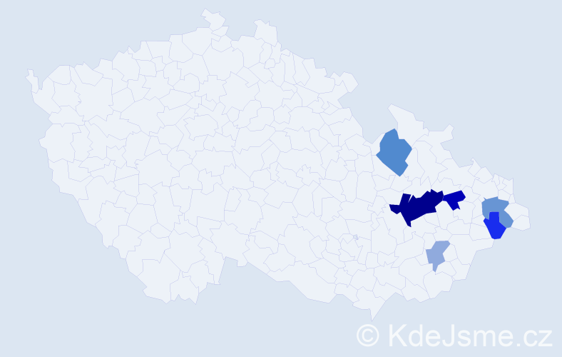 Příjmení: 'Vlkošová', počet výskytů 14 v celé ČR