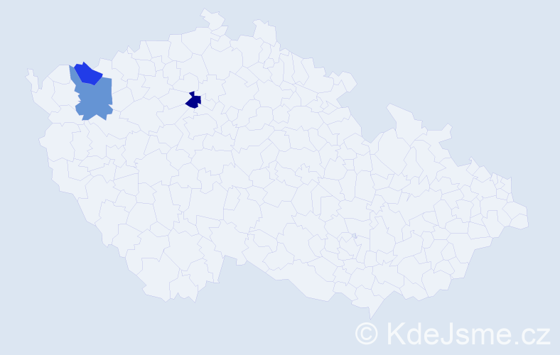 Příjmení: 'Modesová', počet výskytů 8 v celé ČR