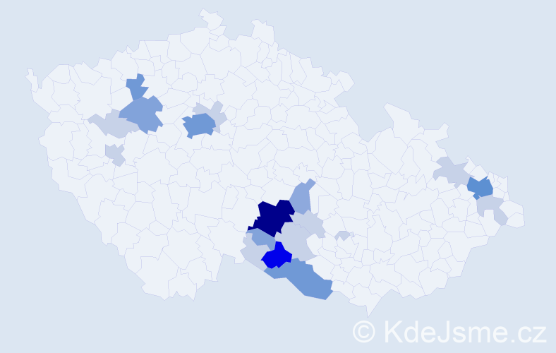 Příjmení: 'Cvaková', počet výskytů 56 v celé ČR