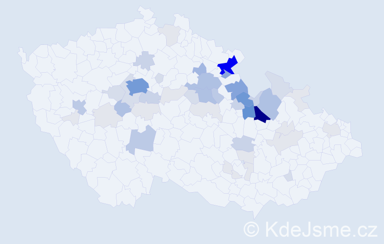 Příjmení: 'Kylar', počet výskytů 204 v celé ČR