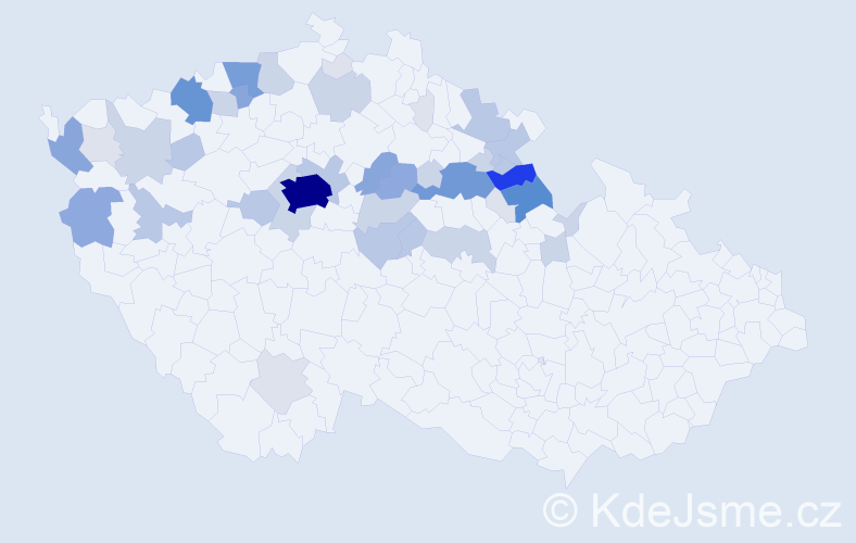 Příjmení: 'Bašek', počet výskytů 166 v celé ČR