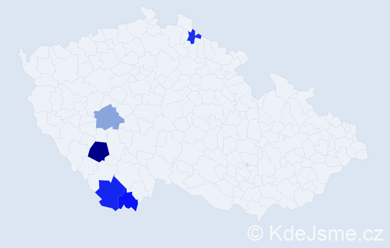 Příjmení: 'Krametbauer', počet výskytů 8 v celé ČR