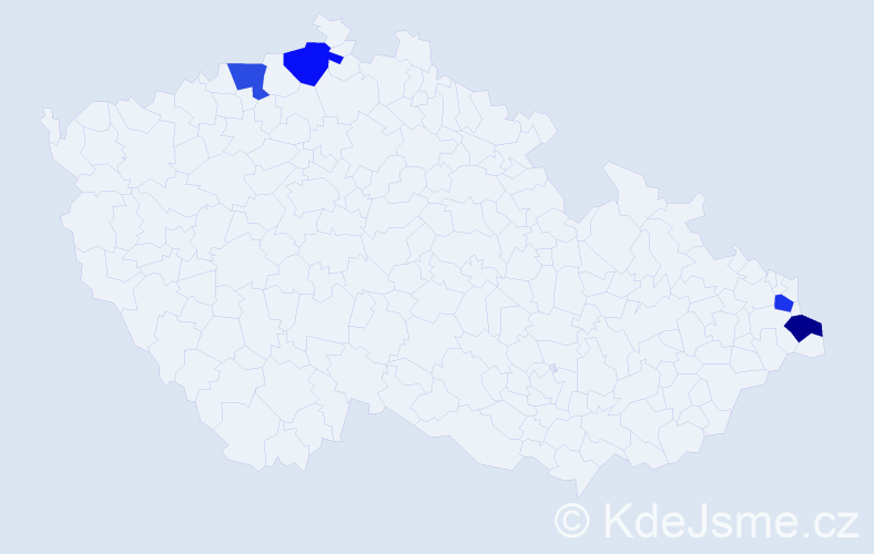 Příjmení: 'Giláková', počet výskytů 4 v celé ČR