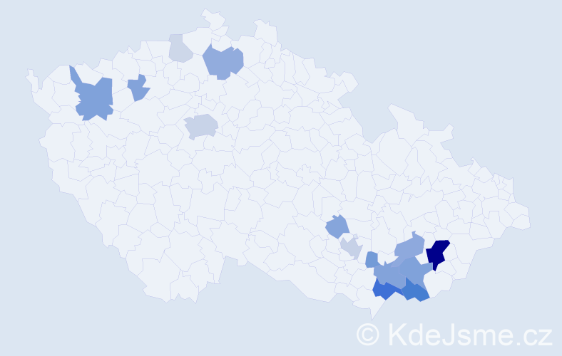 Příjmení: 'Pelčáková', počet výskytů 47 v celé ČR