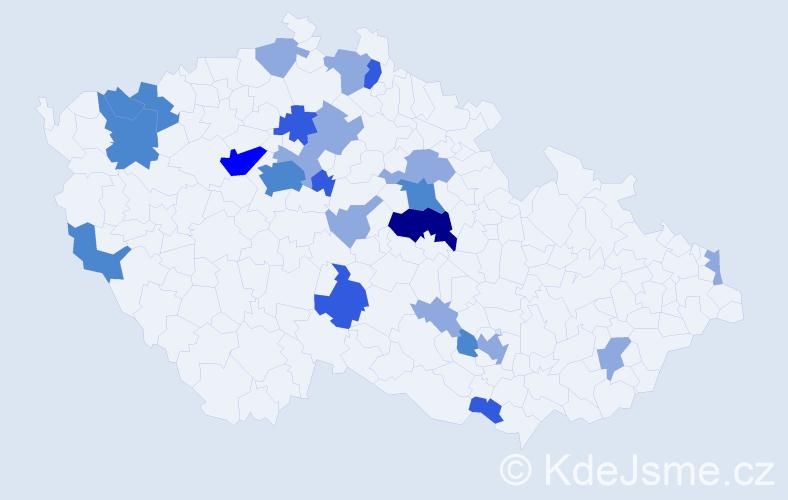 Příjmení: 'Čičmanec', počet výskytů 49 v celé ČR