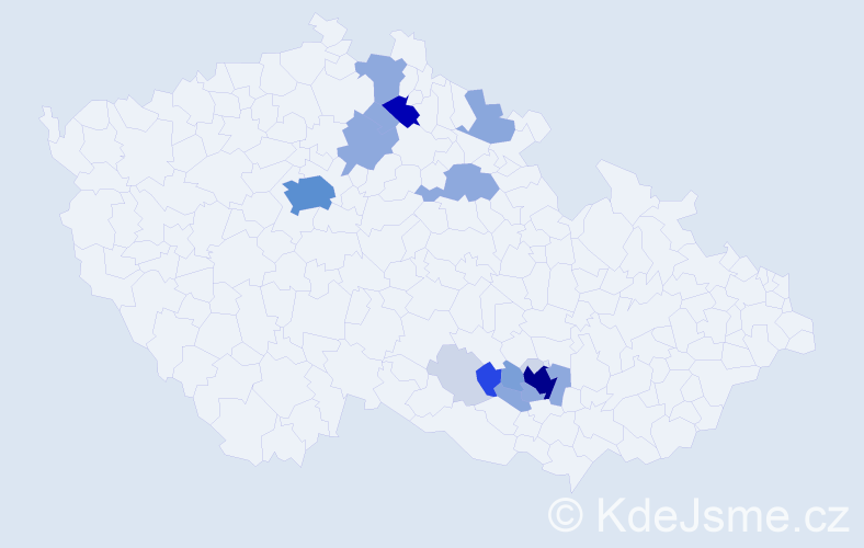 Příjmení: 'Mohelský', počet výskytů 64 v celé ČR