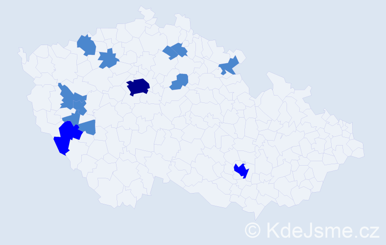 Příjmení: 'Hinz', počet výskytů 17 v celé ČR
