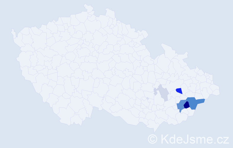 Příjmení: 'Vrlíčková', počet výskytů 18 v celé ČR