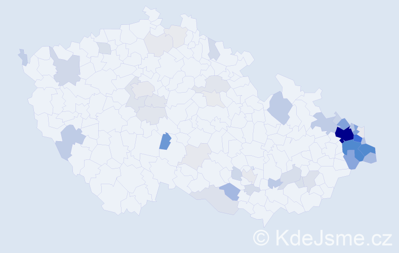 Příjmení: 'Tomis', počet výskytů 261 v celé ČR