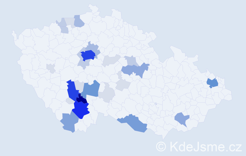 Příjmení: 'Zunt', počet výskytů 122 v celé ČR