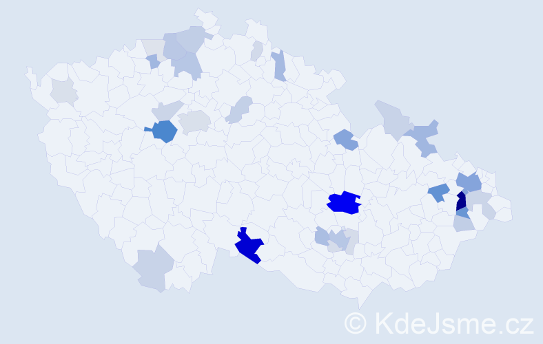 Příjmení: 'Libiš', počet výskytů 98 v celé ČR