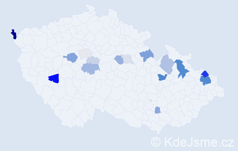 Příjmení: 'Bober', počet výskytů 55 v celé ČR
