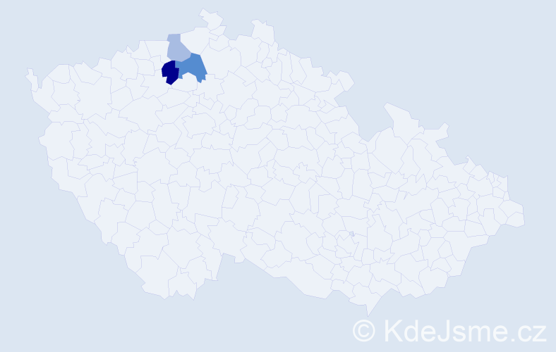 Příjmení: 'Pilney', počet výskytů 5 v celé ČR