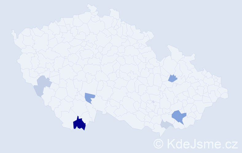Příjmení: 'Cutlac', počet výskytů 12 v celé ČR