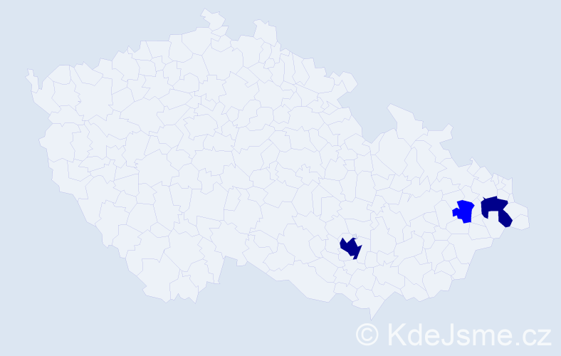 Příjmení: 'Černoevičová', počet výskytů 5 v celé ČR