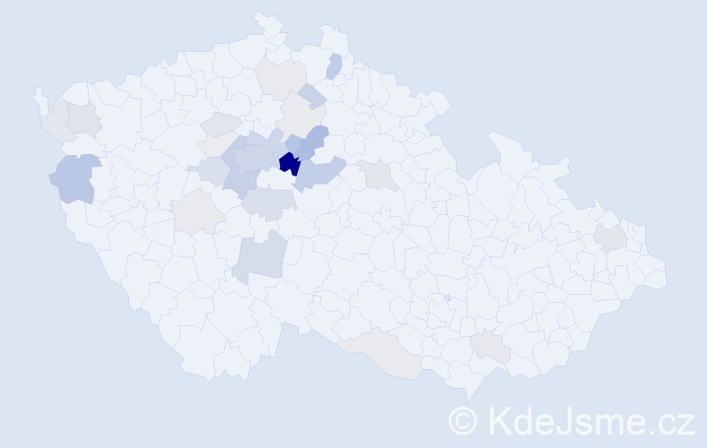 Příjmení: 'Klinderová', počet výskytů 103 v celé ČR