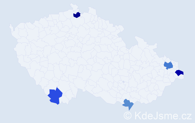 Příjmení: 'Bertalan', počet výskytů 9 v celé ČR
