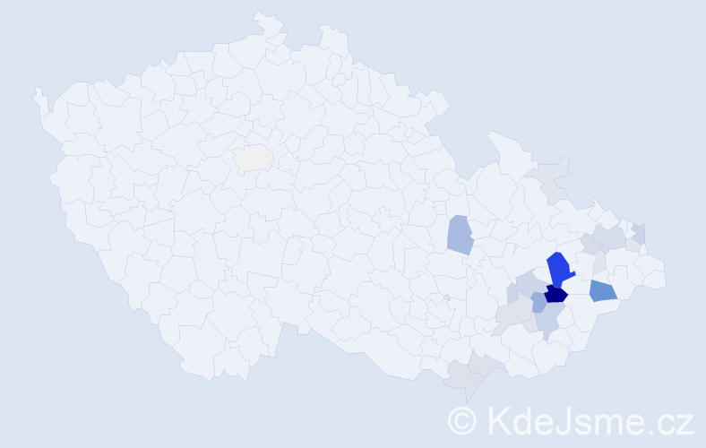 Příjmení: 'Mikšánek', počet výskytů 79 v celé ČR