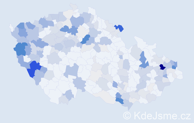 Příjmení: 'Kovács', počet výskytů 596 v celé ČR