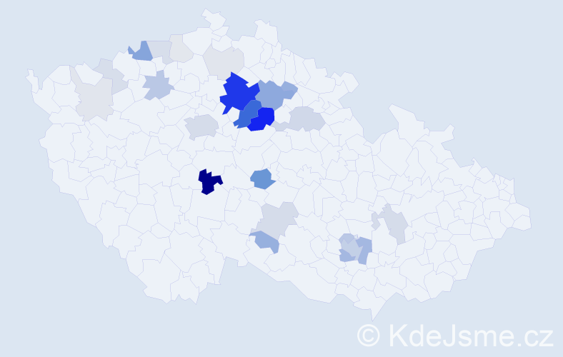 Příjmení: 'Fidrmuc', počet výskytů 105 v celé ČR