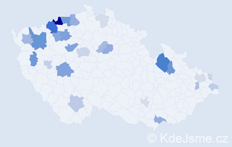 Příjmení: 'Nikolovová', počet výskytů 72 v celé ČR