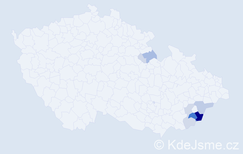 Příjmení: 'Tarabusová', počet výskytů 33 v celé ČR