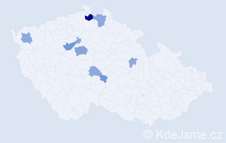 Příjmení: 'Zet', počet výskytů 22 v celé ČR