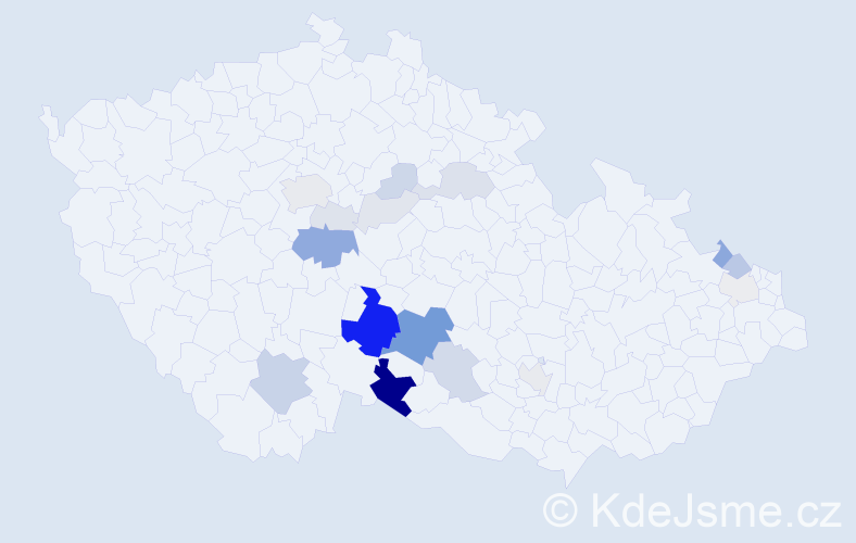 Příjmení: 'Rásochová', počet výskytů 65 v celé ČR
