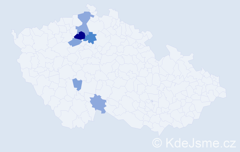 Příjmení: 'Taz', počet výskytů 19 v celé ČR