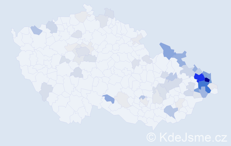 Příjmení: 'Kožušník', počet výskytů 354 v celé ČR