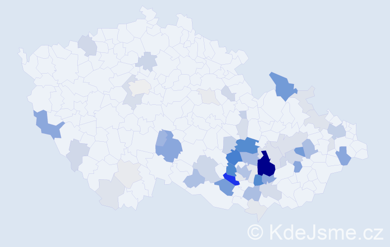 Příjmení: 'Haška', počet výskytů 192 v celé ČR