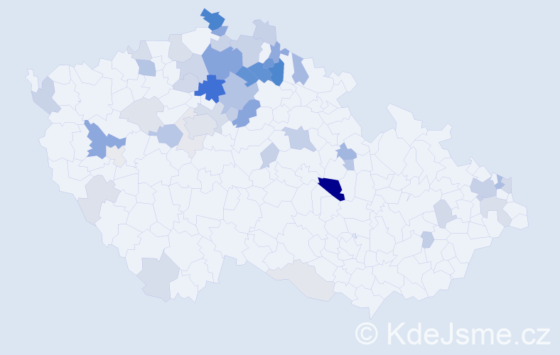 Příjmení: 'Vajsová', počet výskytů 139 v celé ČR