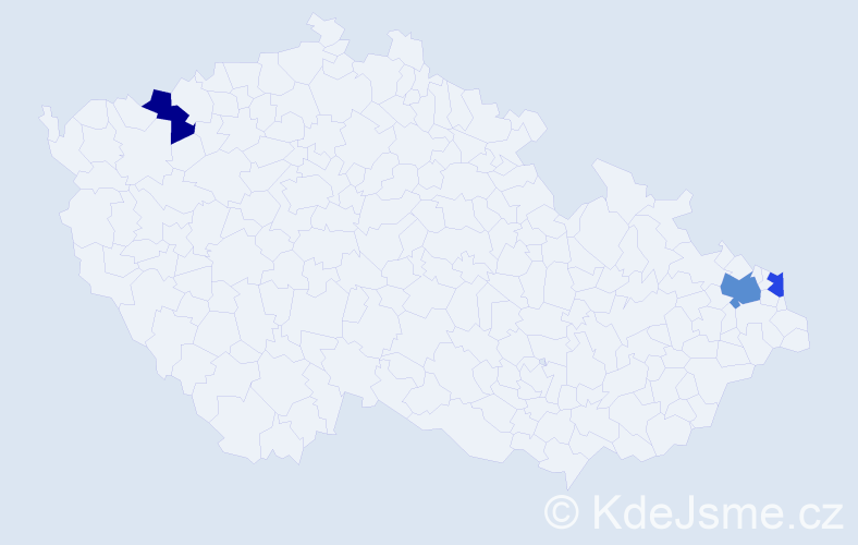 Příjmení: 'Kostrzewa', počet výskytů 4 v celé ČR