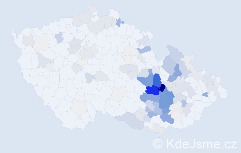 Příjmení: 'Klíč', počet výskytů 457 v celé ČR