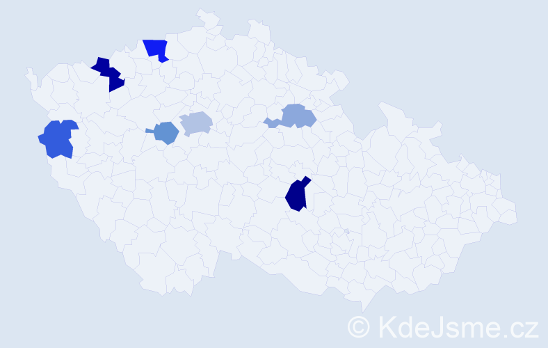 Příjmení: 'Bergnerová', počet výskytů 14 v celé ČR