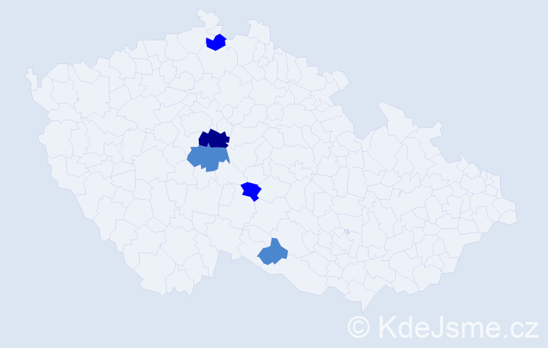 Příjmení: 'Chloupá', počet výskytů 9 v celé ČR